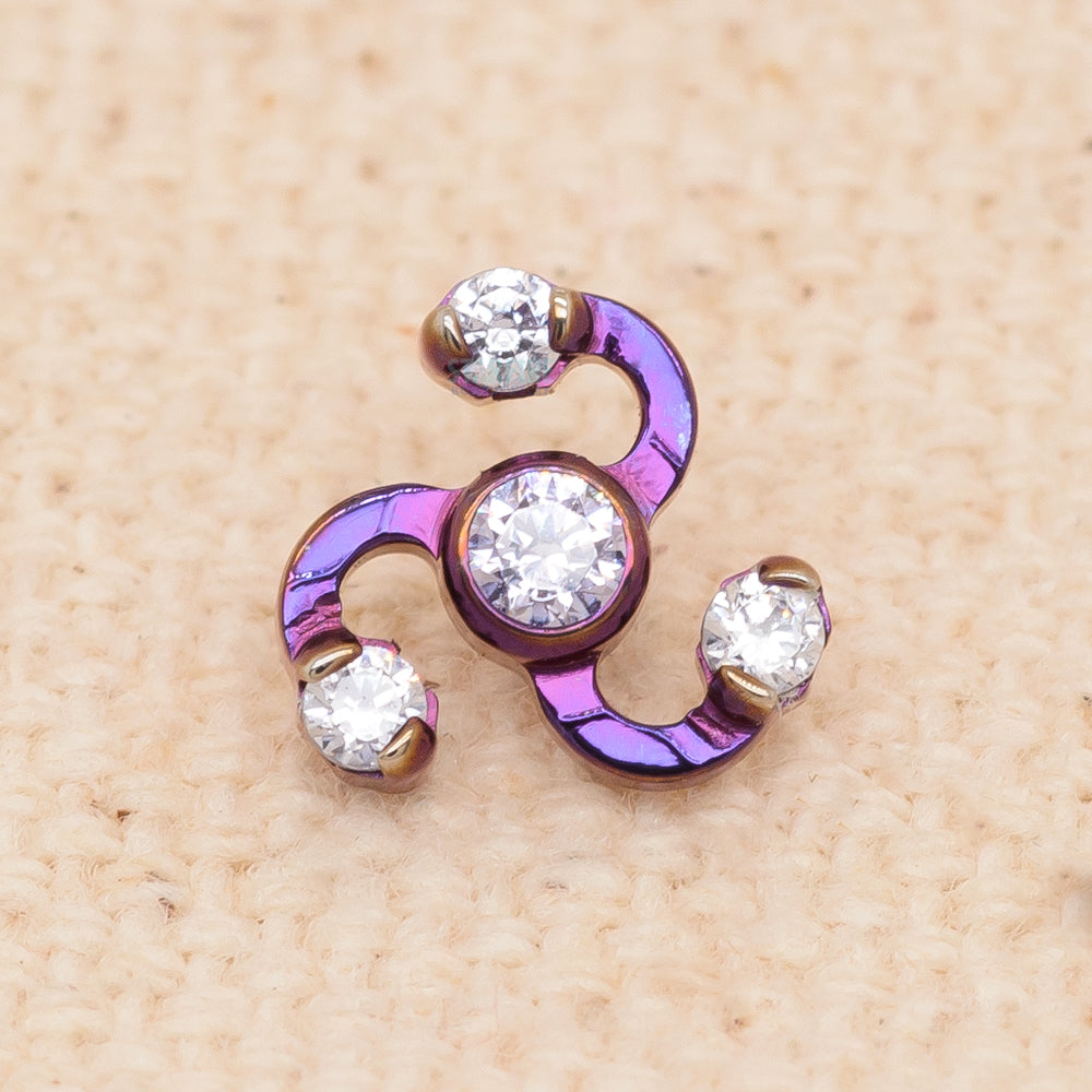 "Galaxy" with Faceted Gems Threaded End - PU – Purple