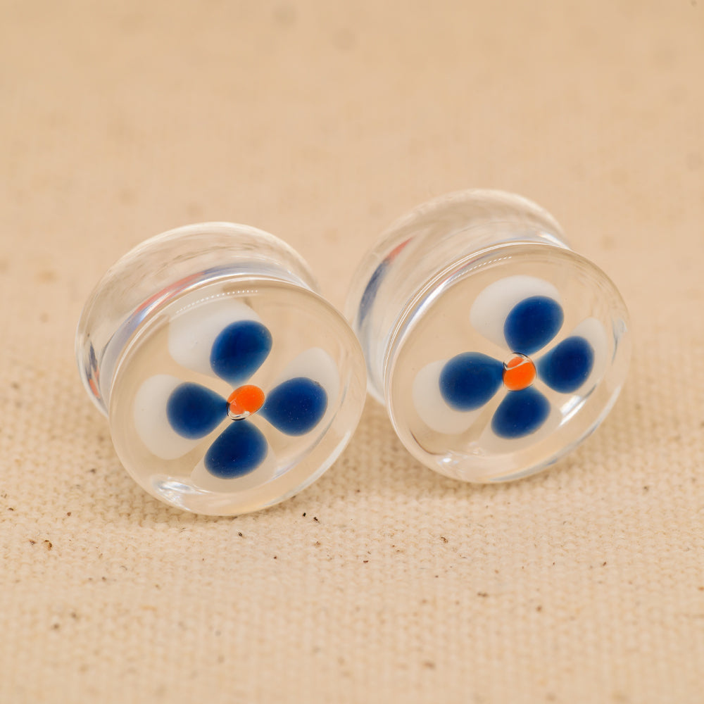 Double-Flared Glass Plugs - Flower (5/8")