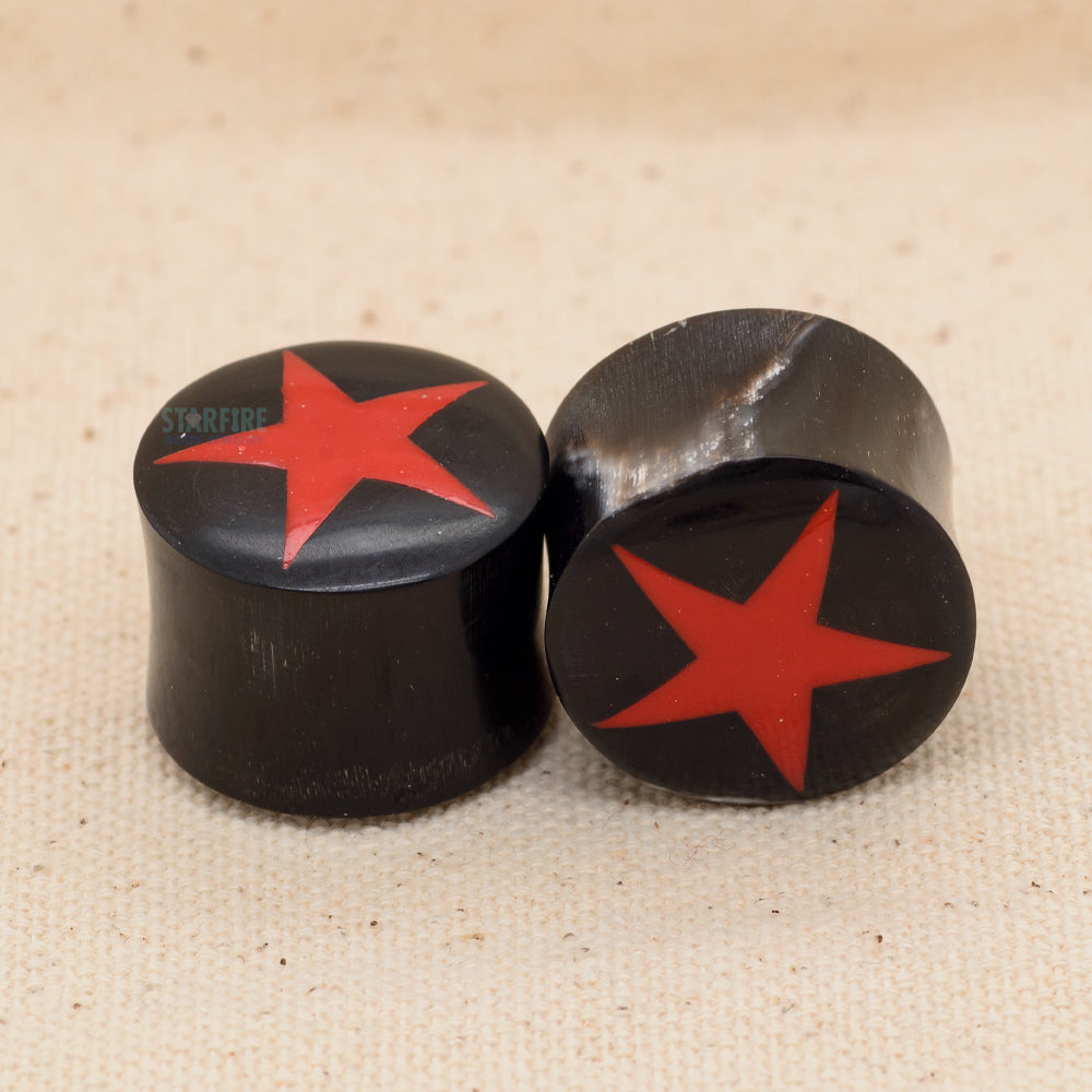 Double-Flared Horn Plugs - Red Star 1 (7/8")