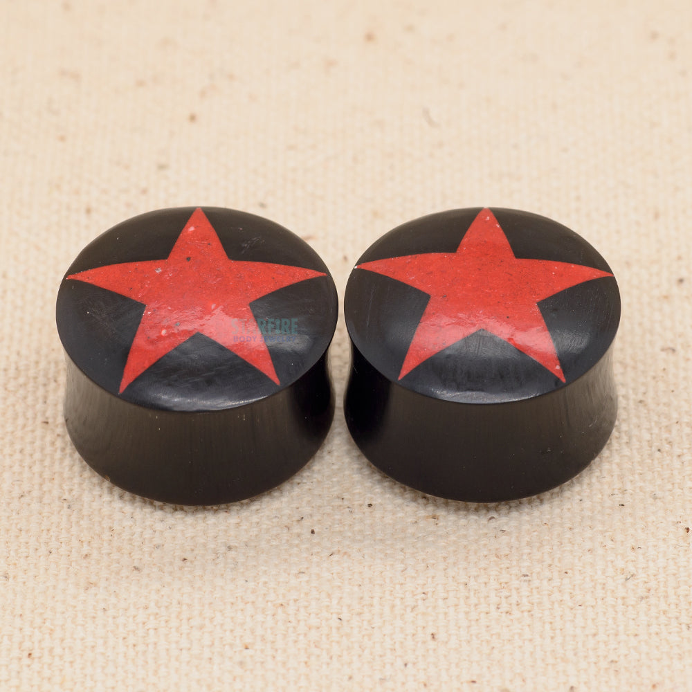 Double-Flared Horn Plugs - Red Star 2 (7/8")