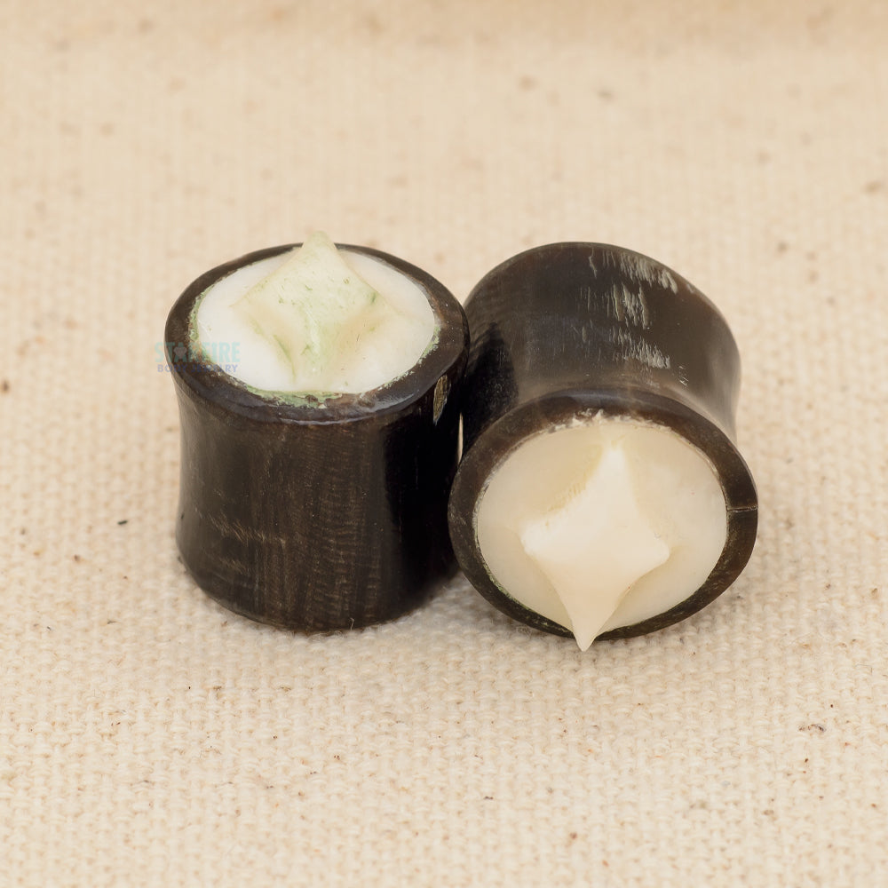 Double-Flared Horn Plugs with Bone Inlay - (9/16")