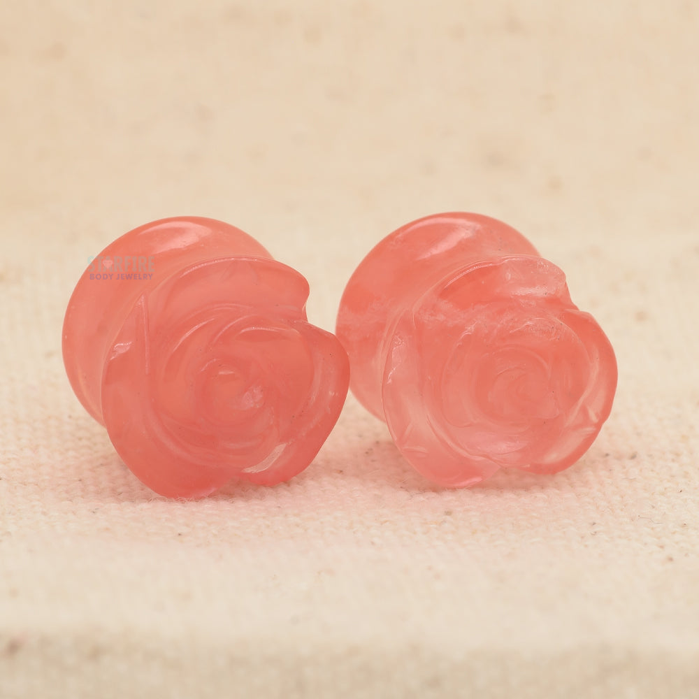 Double-Flared Rose Glass Plugs - (1/2")