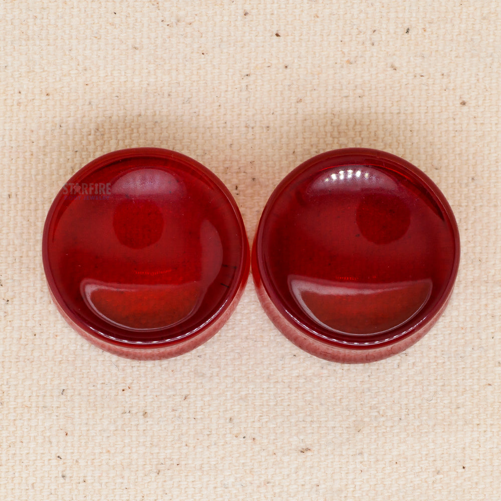 Double-Flared Concave Stone Plugs - Red Obsidian (7/8")