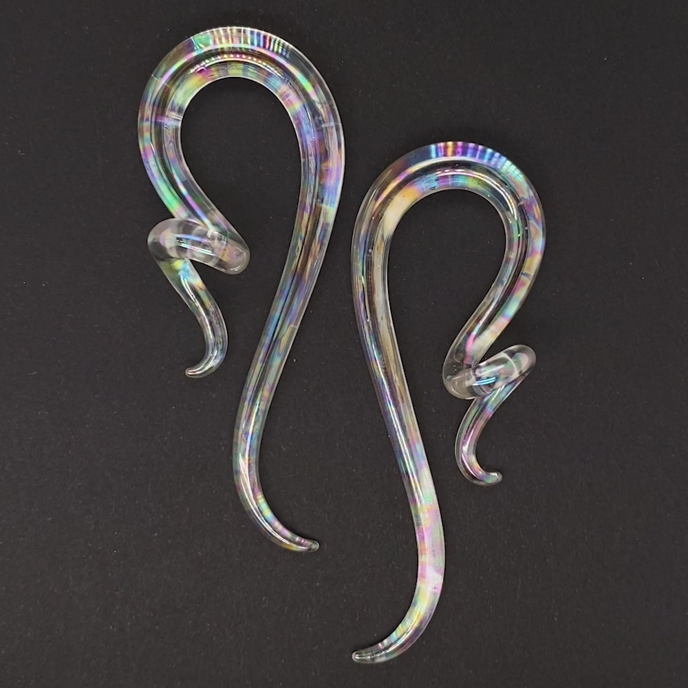 Glass Coiled Snakes - Oil Slick UV Clear Pink