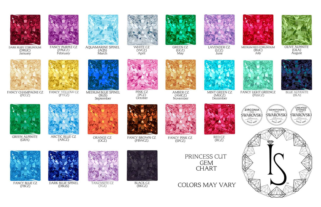 4mm Prong-Set Square Princess Star-Cut Faceted Gem on Flatback