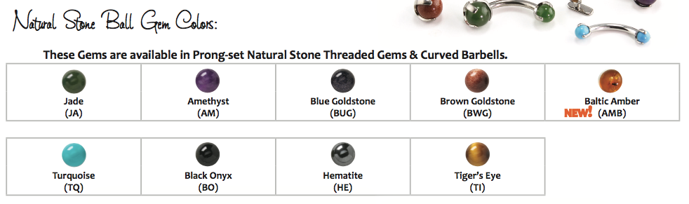 Natural Stone Cabochon & Ball in Prong's Tongue Barbell