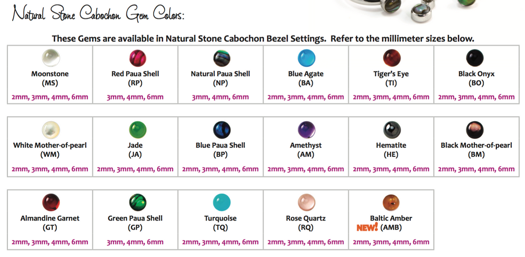 Demi Bezel-set Natural Stone Nostril Screw