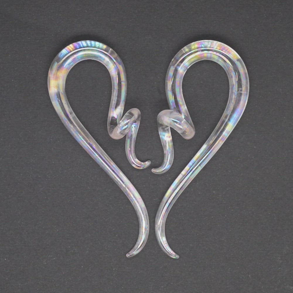 Glass Coiled Snakes - Oil Slick UV Clear Pink